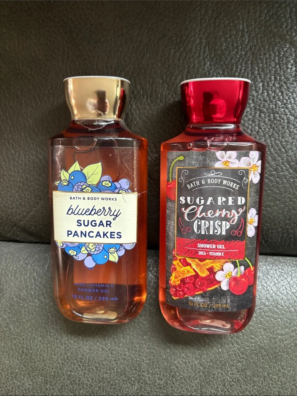 Bath and body shower gel in blueberry sugar pancakes and sugared cherry crisp